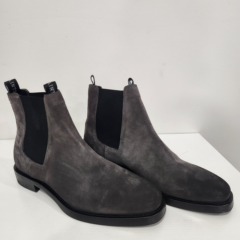 All Saints Charcoal Suede Chelsea Boots